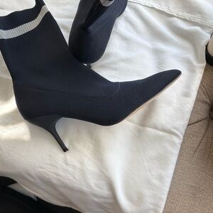 Zara Black Knit Heeled Boots